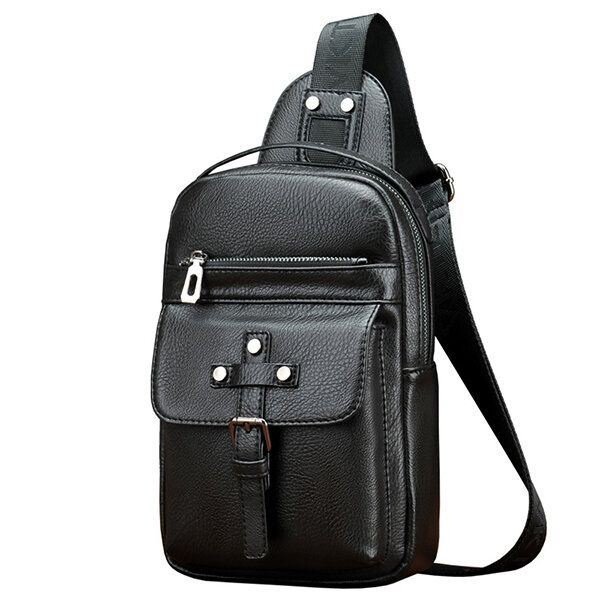 Mężczyźni Pu Leather Business Casual Torba Na Klatkę Piersiową Crossbody Torba Na Ramię Do Wypoczynku