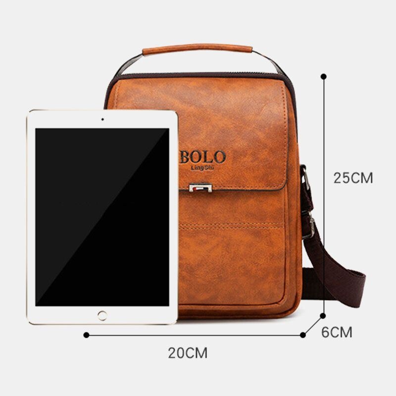Mężczyźni Pu Leather Vintage Texture Duża Pojemność Zipper Decor Crossbody Bag Torba Na Ramię Torebka