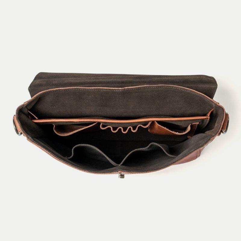 Mężczyźni Pu Leather Wielofunkcyjny Vintage 15.6-calowy Laptop Anti-theft Teczki Torba Crossbody Torba