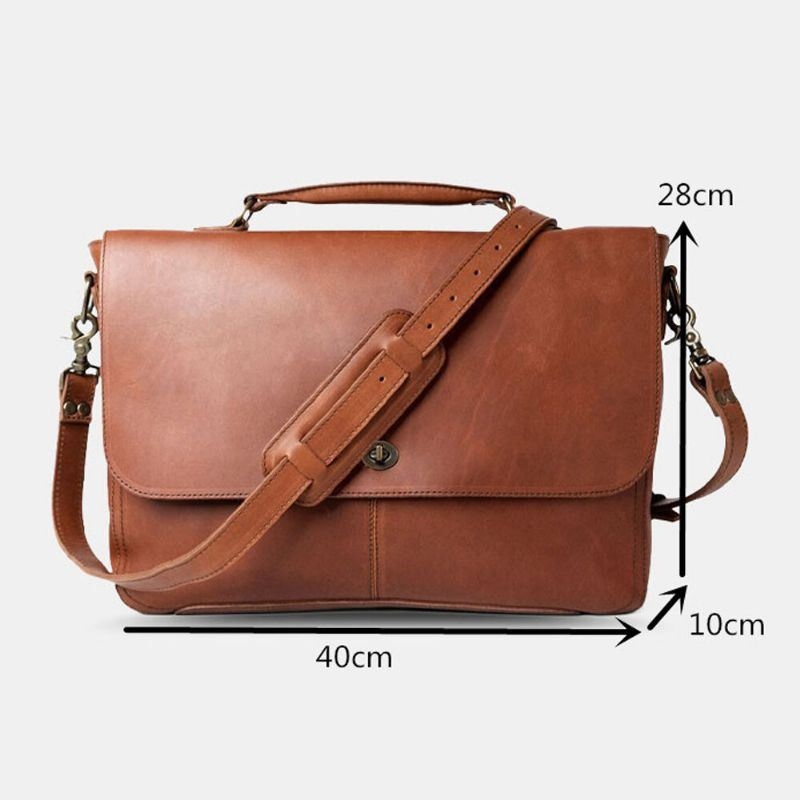 Mężczyźni Pu Leather Wielofunkcyjny Vintage 15.6-calowy Laptop Anti-theft Teczki Torba Crossbody Torba