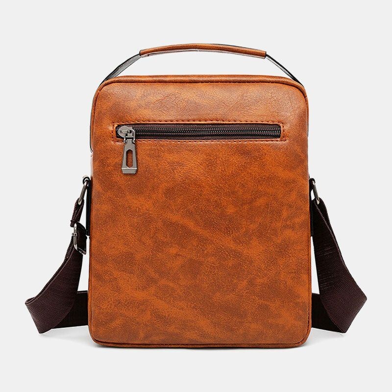 Mężczyźni Pu Skóra Multi-pocket Anti-theft Retro Crossbody Torby Torba Na Ramię Torebka Torba Teczka