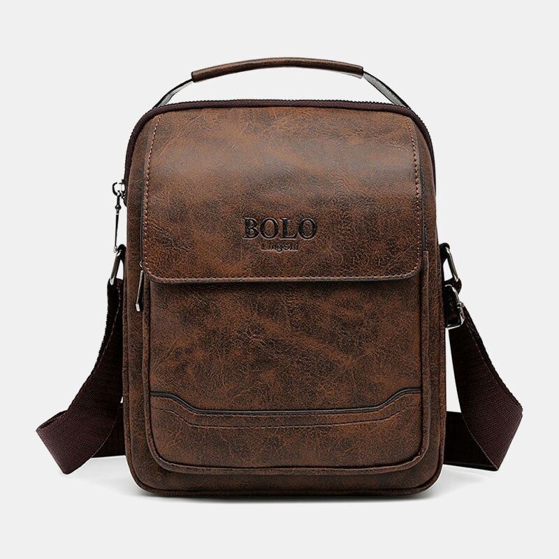 Mężczyźni Pu Skóra Multi-pocket Anti-theft Retro Crossbody Torby Torba Na Ramię Torebka Torba Teczka