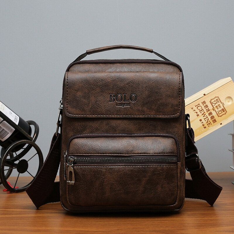 Mężczyźni Pu Skórzana Torba Z Wieloma Kieszeniami Torba Antykradzieżowa Torby Crossbody Torba Na Ramię Torebka Teczka
