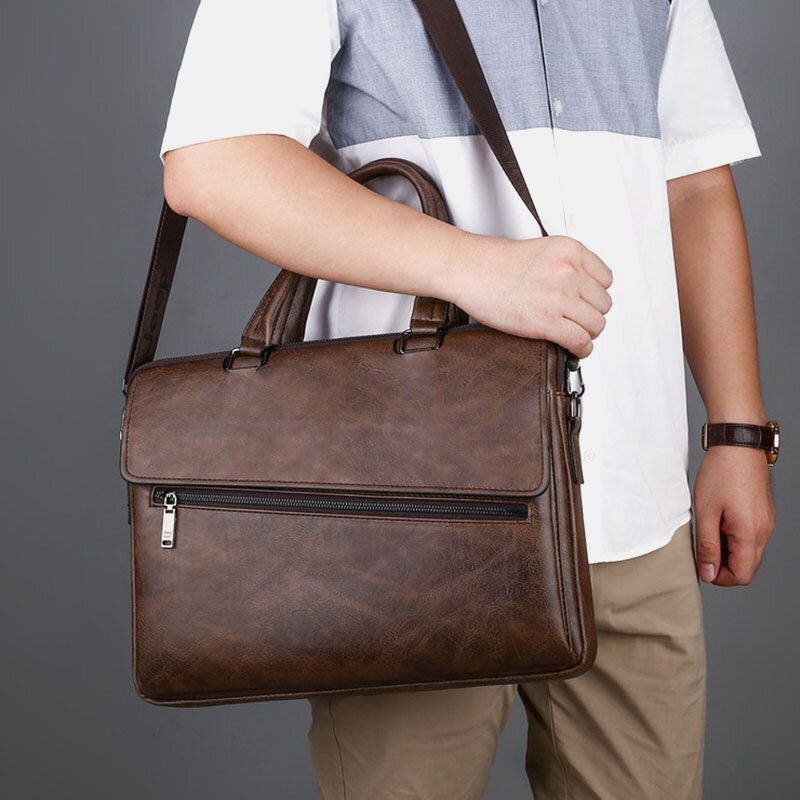 Mężczyźni Pu Skórzana Wielofunkcyjna Torba Antykradzieżowa Vintage Business Messenger Torba Crossbody Torba Torebka Torba Na Ramię