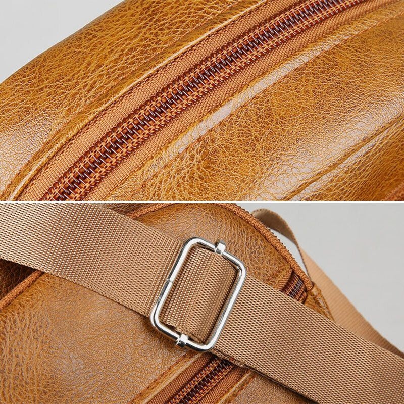 Męska Dwuwarstwowa Dwuwarstwowa Torba Ze Sztucznej Skóry Odporna Na Zużycie Torba Typu Crossbody