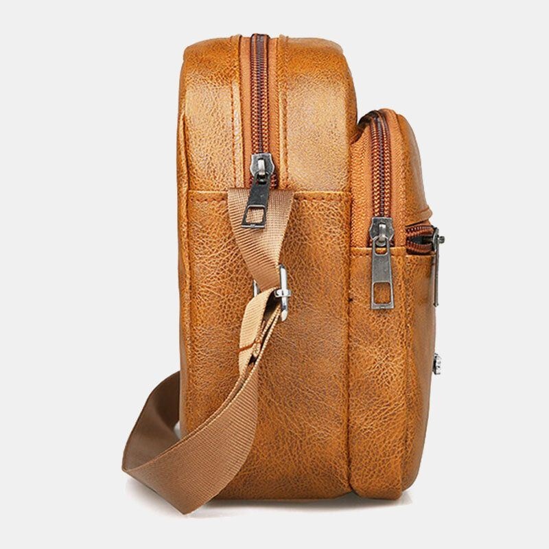 Męska Dwuwarstwowa Dwuwarstwowa Torba Ze Sztucznej Skóry Odporna Na Zużycie Torba Typu Crossbody