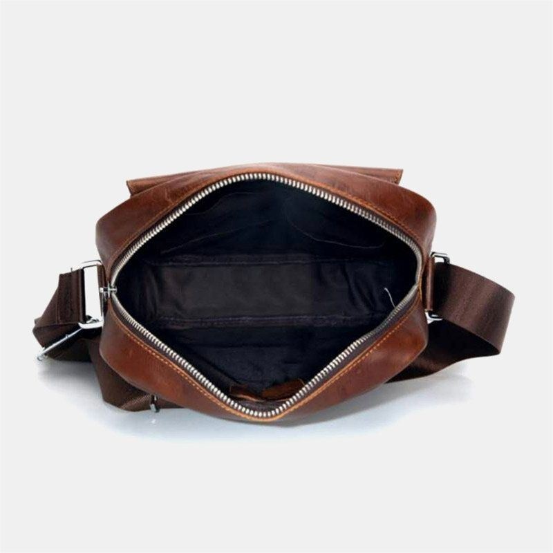 Męska Pierwsza Warstwa Skóry Bydlęcej O Dużej Pojemności Torby Crossbody W Stylu Vintage Odporna Na Zużycie Tylna Kieszeń Przeciw Kradzieży Torba Na Ramię