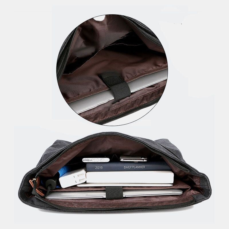 Męska Płócienna Z Wieloma Kieszeniami Odporna Na Zużycie Torba Biznesowa W Stylu Vintage Torba Na Laptopa Torba Crossbody Torebka