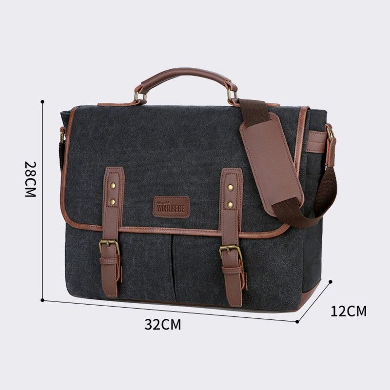 Męska Płócienna Z Wieloma Kieszeniami Odporna Na Zużycie Torba Biznesowa W Stylu Vintage Torba Na Laptopa Torba Crossbody Torebka