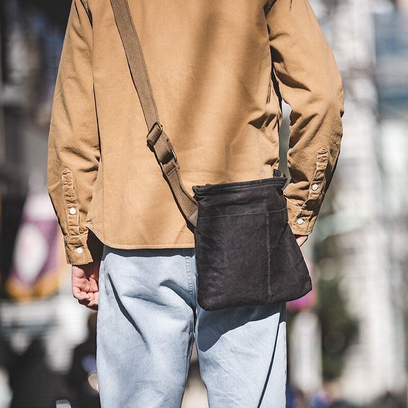 Męska Prosta Torba Listonoszka Z Wosku Olejnego Wodoodporna Wzmocniona Poliestrowa Torba Na Ramię Crossbody Bag