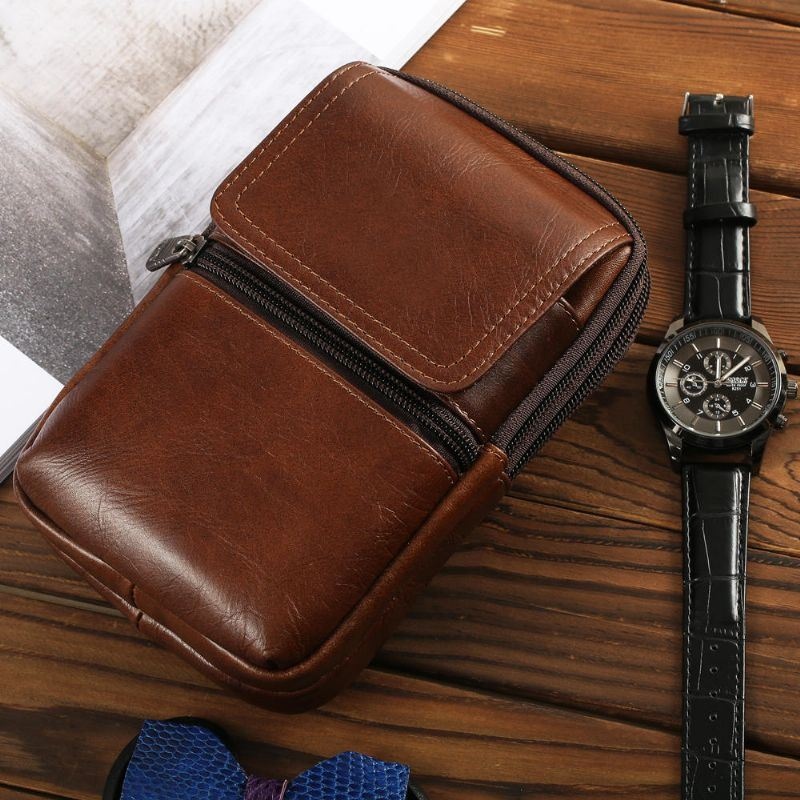 Męska Skóra Bydlęca Minimalistyczna Moda Kieszeń Na Telefon Torba Na Talię Torba Crossbody