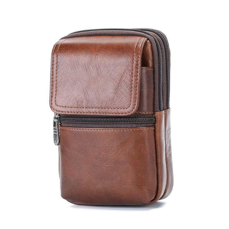 Męska Skóra Bydlęca Minimalistyczna Moda Kieszeń Na Telefon Torba Na Talię Torba Crossbody