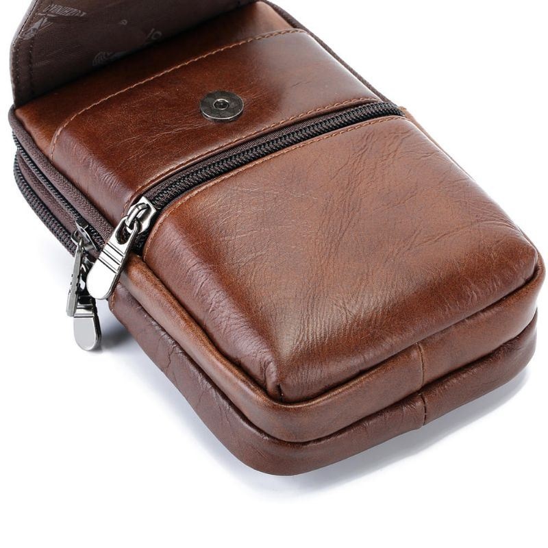 Męska Skóra Bydlęca Minimalistyczna Moda Kieszeń Na Telefon Torba Na Talię Torba Crossbody