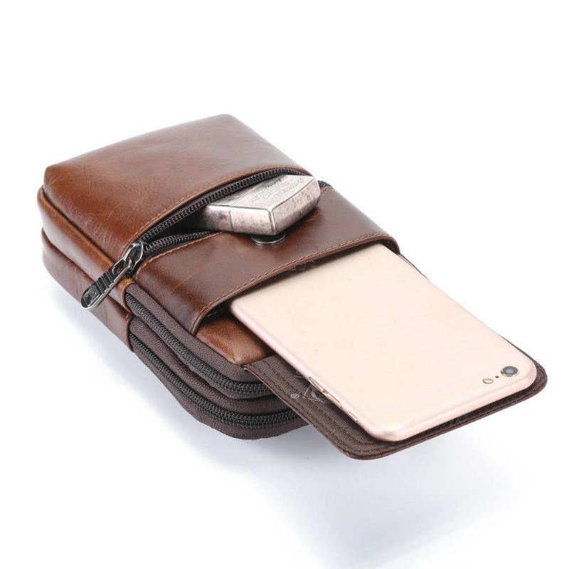 Męska Skóra Bydlęca Minimalistyczna Moda Kieszeń Na Telefon Torba Na Talię Torba Crossbody