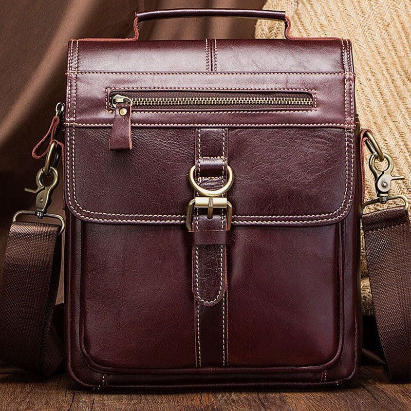 Męska Skóra Bydlęca Z Prawdziwej Skóry W Stylu Retro Z Wieloma Kieszeniami Wielowarstwowa Torba Crossbody