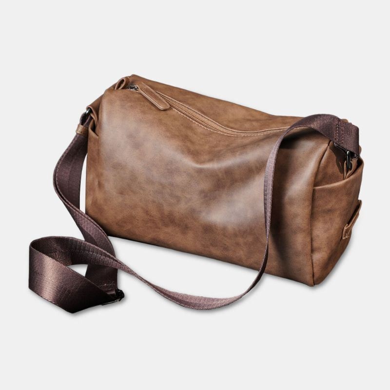 Męska Torba Crossbody O Dużej Pojemności W Stylu Vintage Wielofunkcyjna Torba Na Ramię Ze Sztucznej Skóry