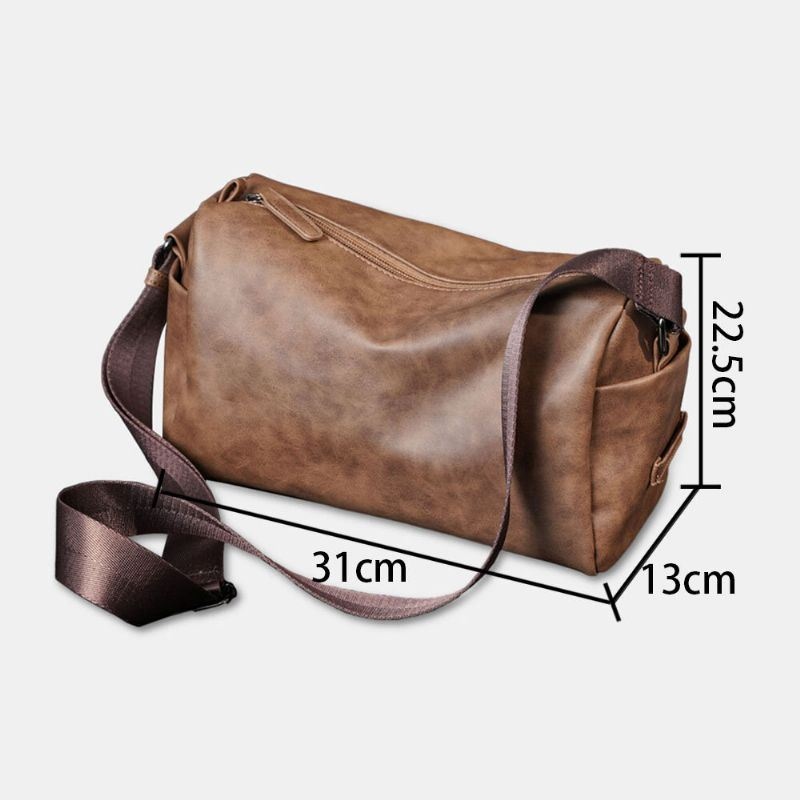 Męska Torba Crossbody O Dużej Pojemności W Stylu Vintage Wielofunkcyjna Torba Na Ramię Ze Sztucznej Skóry