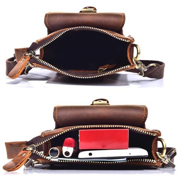Męska Torba Na Jedno Ramię Z Prawdziwej Skóry W Stylu Vintage Causal Bag