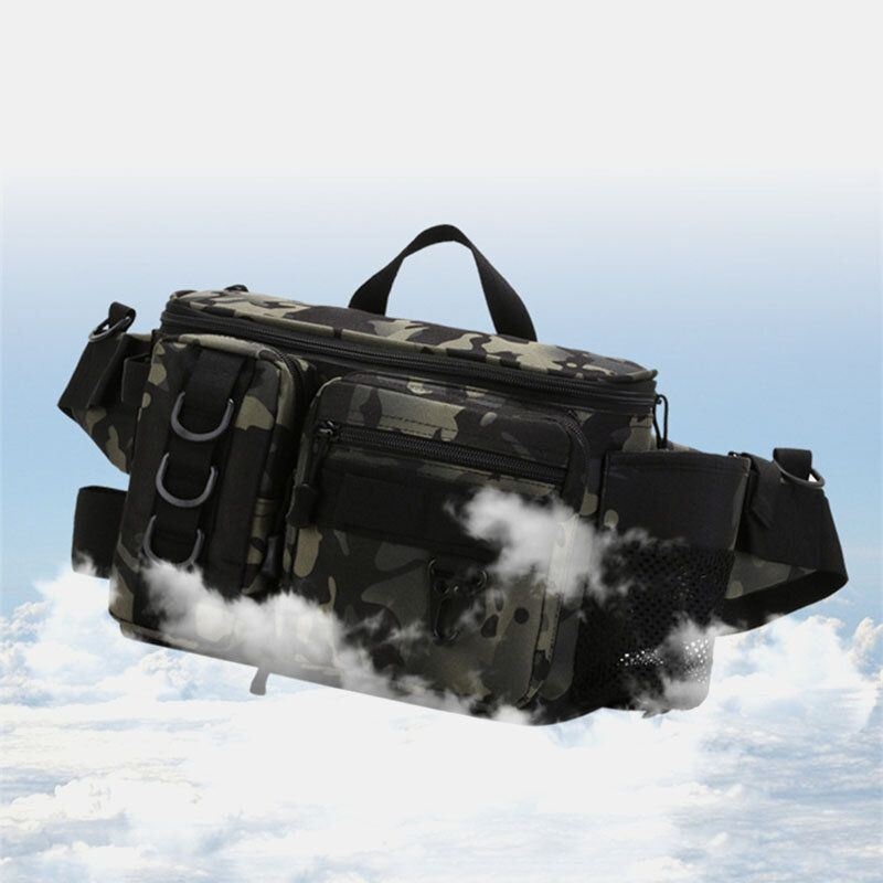 Męska Torba Na Ryby Multi-kieszeni Outdoor Tactical Bag Crossbody Bag Torba Biodrowa Oxford Camo Pattern