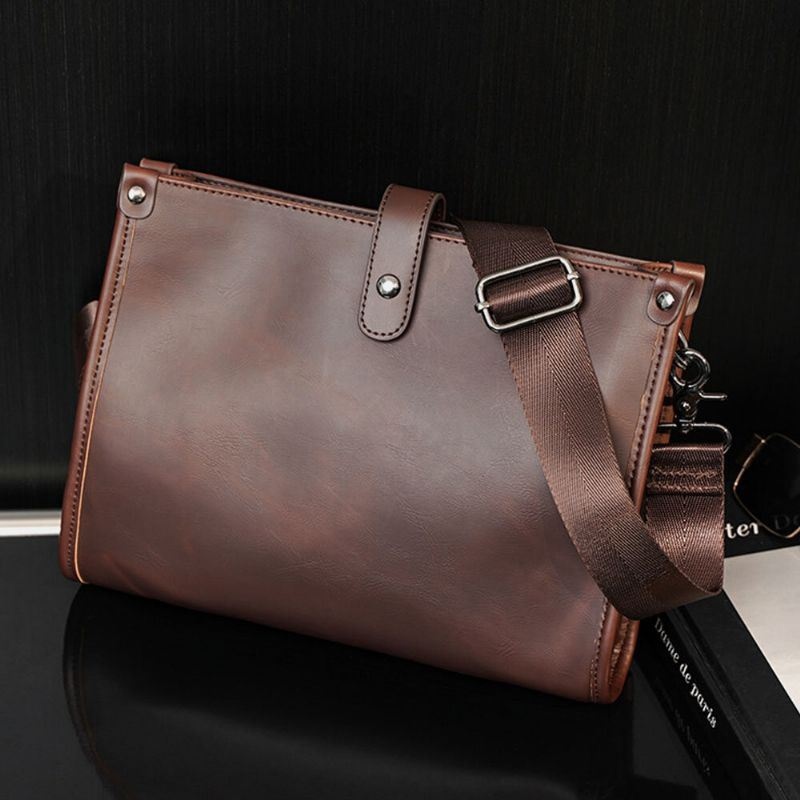 Męska Torba Typu Crossbody O Dużej Pojemności W Stylu Vintage Faux Leather Wear Torba Na Ramię