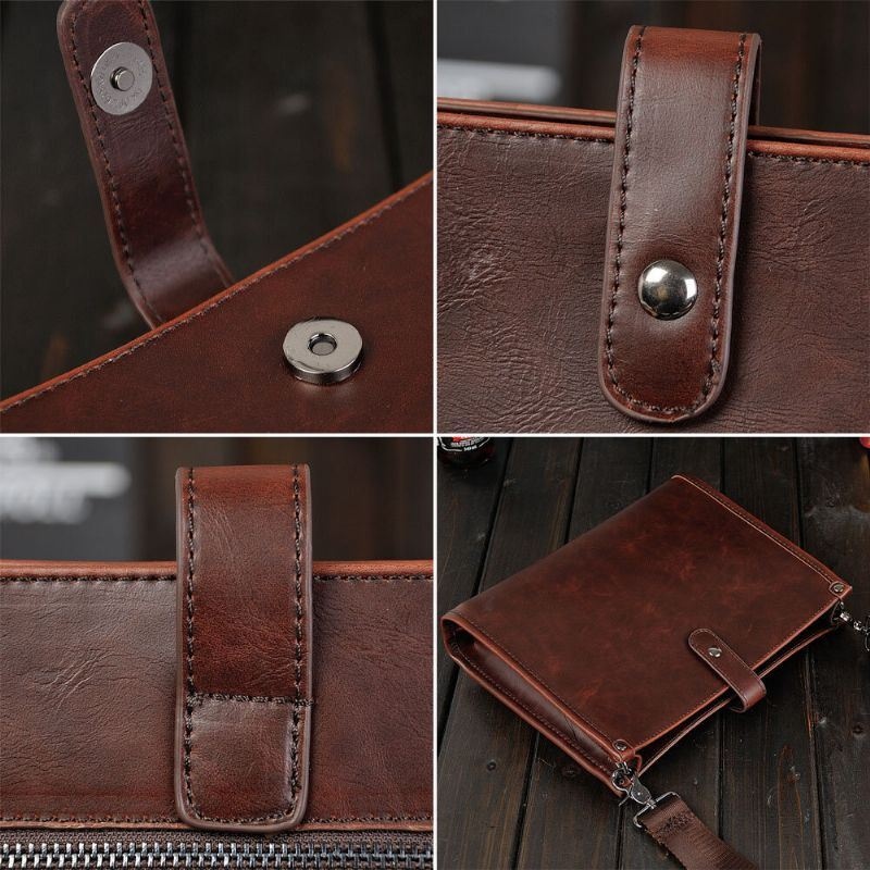 Męska Torba Typu Crossbody O Dużej Pojemności W Stylu Vintage Faux Leather Wear Torba Na Ramię