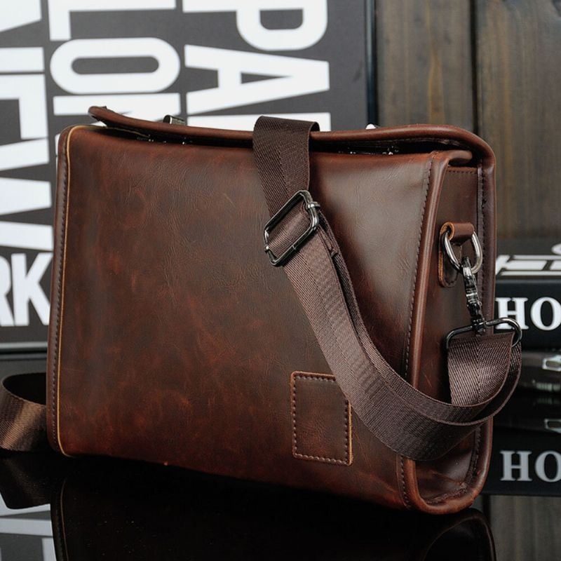 Męska Torba Typu Crossbody O Dużej Pojemności W Stylu Vintage Ze Skóry Pu Torba Na Ramię