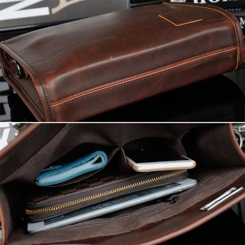 Męska Torba Typu Crossbody O Dużej Pojemności W Stylu Vintage Ze Skóry Pu Torba Na Ramię
