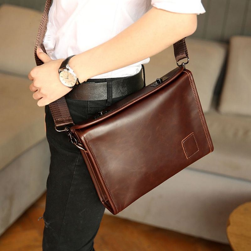 Męska Torba Typu Crossbody O Dużej Pojemności W Stylu Vintage Ze Skóry Pu Torba Na Ramię