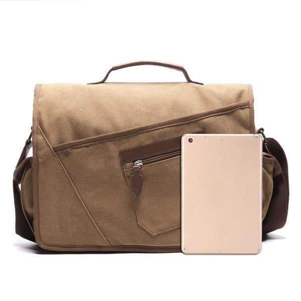 Męska Torba W Stylu Retro Odporna Na Wstrząsy Torba Na Ramię Z 15.6-calową Kieszenią Na Laptopa