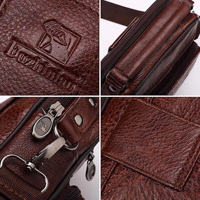 Męska Torba Z Prawdziwej Skóry Mała Luksusowa Marka Zipper Designer Casual Torba Na Ramię