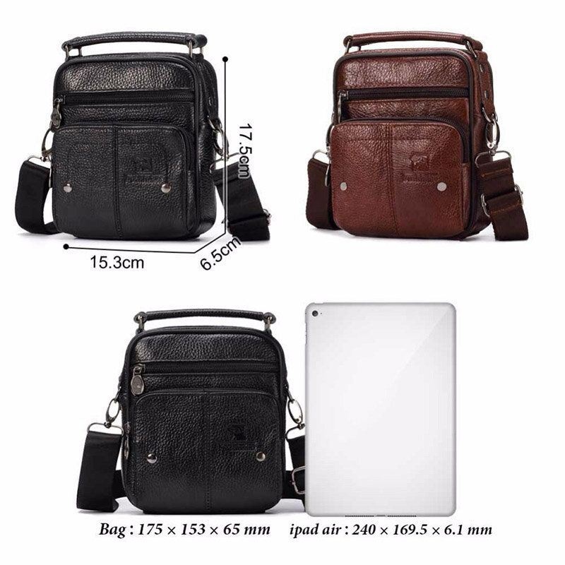 Męska Torba Z Prawdziwej Skóry Mała Luksusowa Marka Zipper Designer Casual Torba Na Ramię