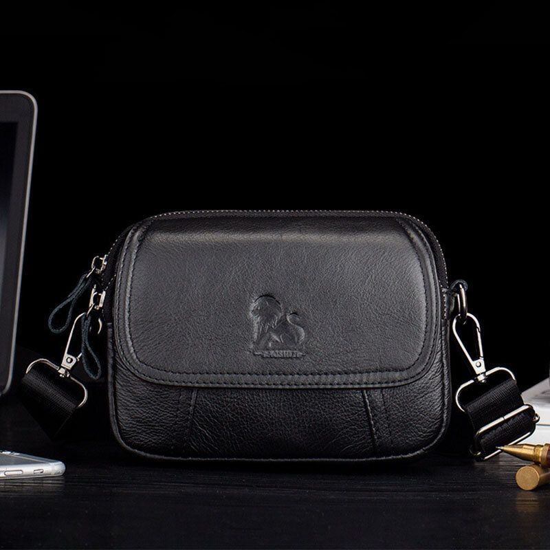 Męska Torba Z Prawdziwej Skóry Retro 7.5 Cala Torba Na Telefon Cross Body Torba Na Pasek Z Szlufką Na Pasek