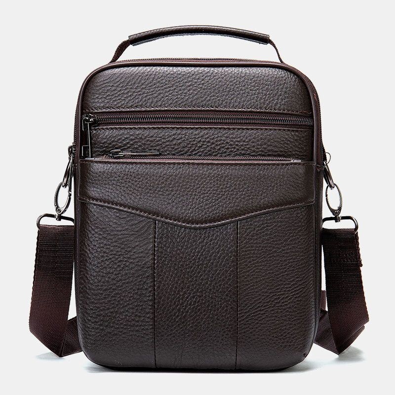 Męska Torba Z Prawdziwej Skóry W Stylu Retro Business Pionowa Torebka Na Ramię