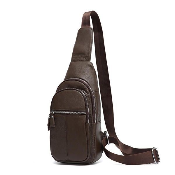 Męska Torba Z Prawdziwej Skóry W Stylu Retro Crossbody Torba Na Klatkę Piersiową Dorywcza Torba Na Ramię