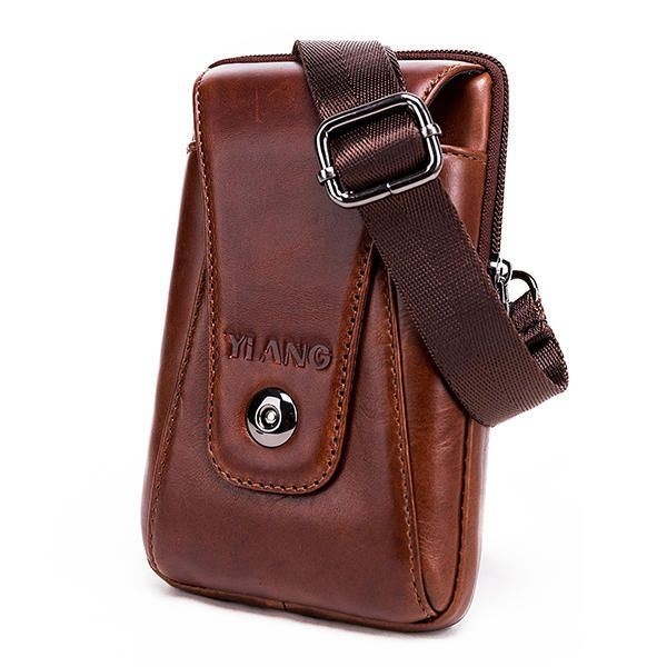 Męska Torba Z Prawdziwej Skóry W Stylu Vintage Torba Biznesowa Crossbody Torba Na Telefon Komórkowy Na 6-calowe Telefony