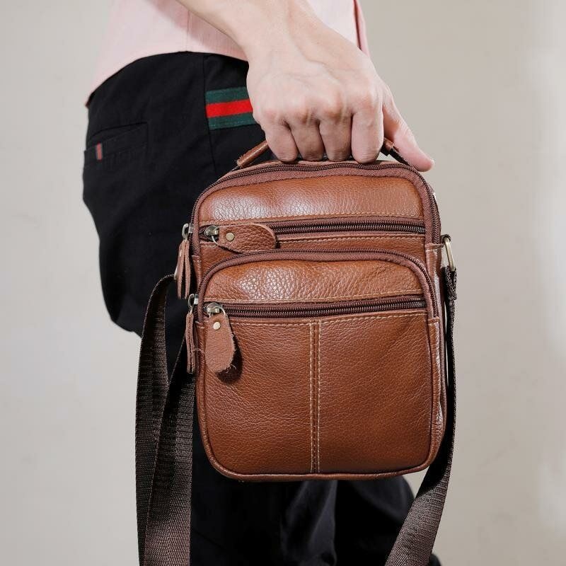 Męska Torba Z Prawdziwej Skóry Z Wieloma Kieszeniami W Stylu Vintage 6.3 Cala Torba Na Telefon Torby Crossbody Torba Na Ramię Torebka