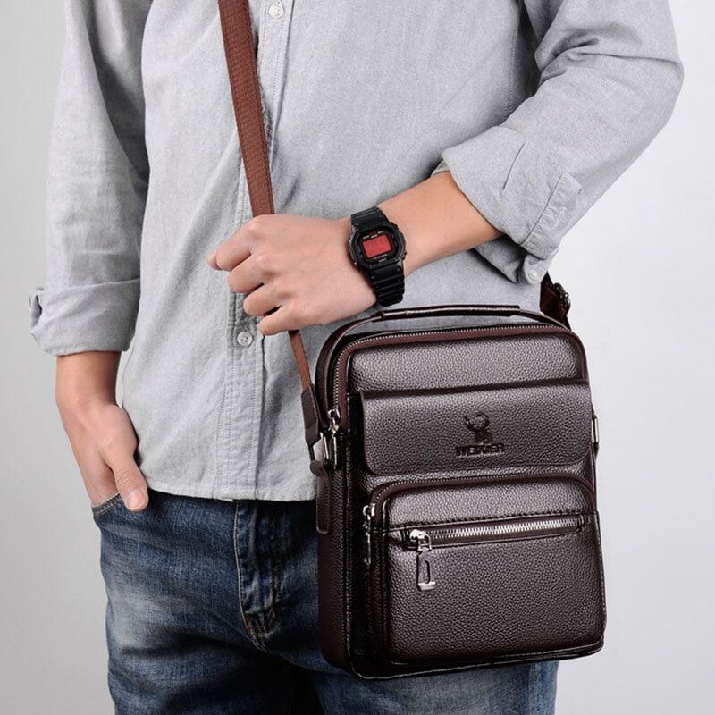 Męska Torebka Ze Sztucznej Skóry Busienss Retro Multi-carry Crossbody Bag