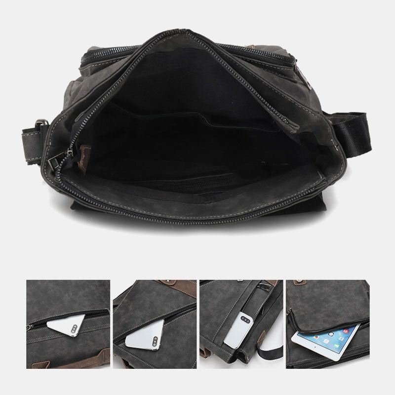 Męska Torebka Ze Sztucznej Skóry W Stylu Retro O Dużej Pojemności Multi-carry Crossbody Bag