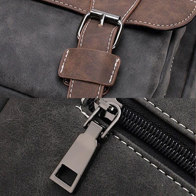 Męska Torebka Ze Sztucznej Skóry W Stylu Retro O Dużej Pojemności Multi-carry Crossbody Bag