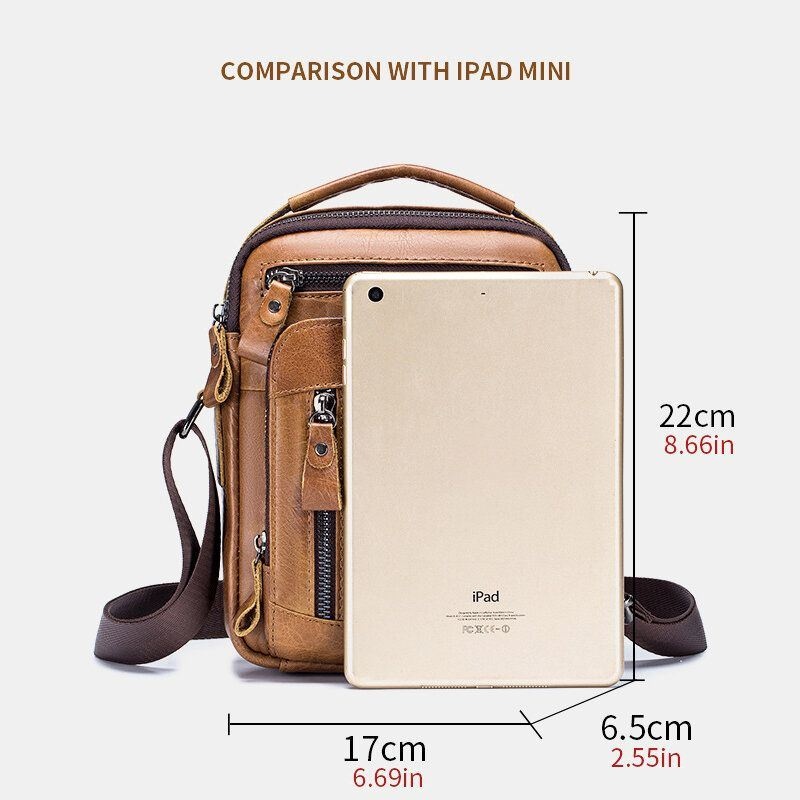 Męska Wielofunkcyjna Torba Crossbody O Dużej Pojemności Z Prawdziwej Skóry W Stylu Vintage