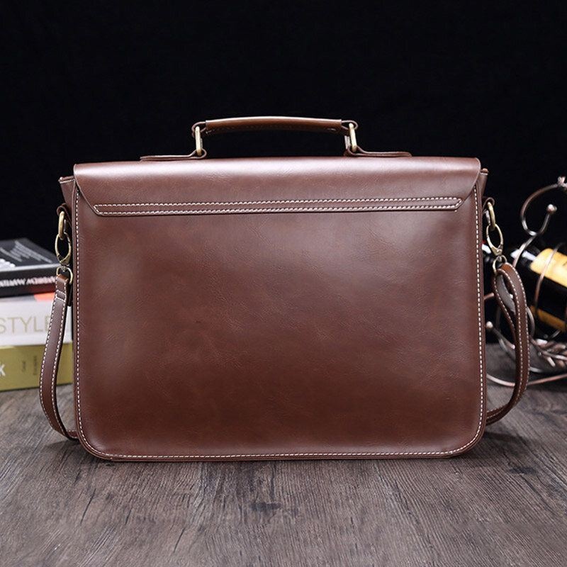 Męska Wodoodporna Odporna Na Zużycie Skórzana Teczka Biznesowa Na Ramię Crossbody
