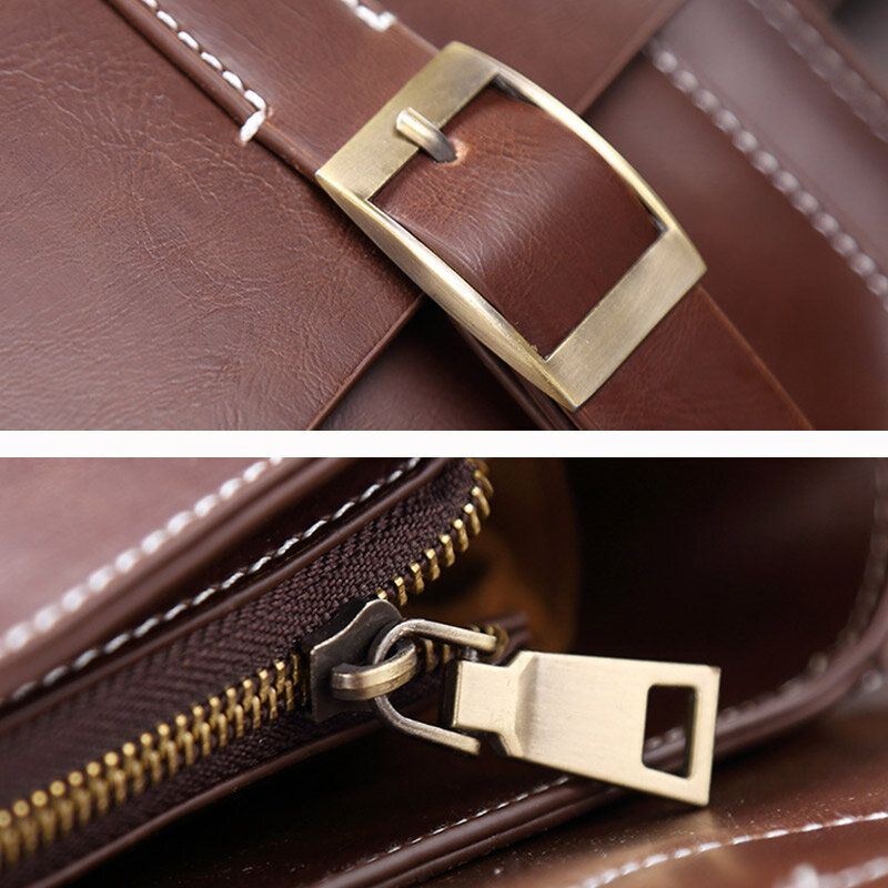 Męska Wodoodporna Odporna Na Zużycie Skórzana Teczka Biznesowa Na Ramię Crossbody