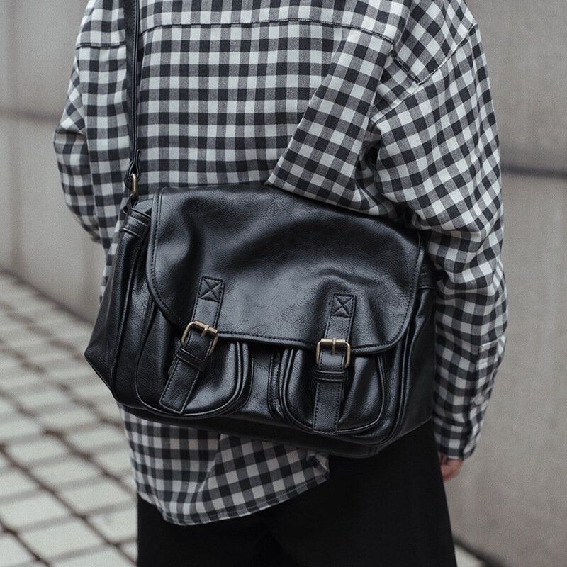 Męska Wodoodporna Torba Z Wieloma Kieszeniami W Stylu Vintage I Ze Sztucznej Skóry Z Klapką