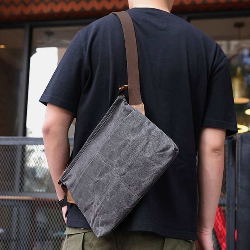 Męska Wodoodporna Wielofunkcyjna Torba Na Ramię W Stylu Vintage Canvas