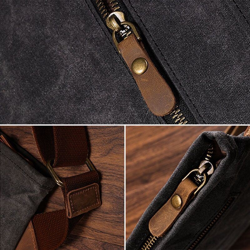 Męska Wodoodporna Wielofunkcyjna Torba Na Ramię W Stylu Vintage Canvas