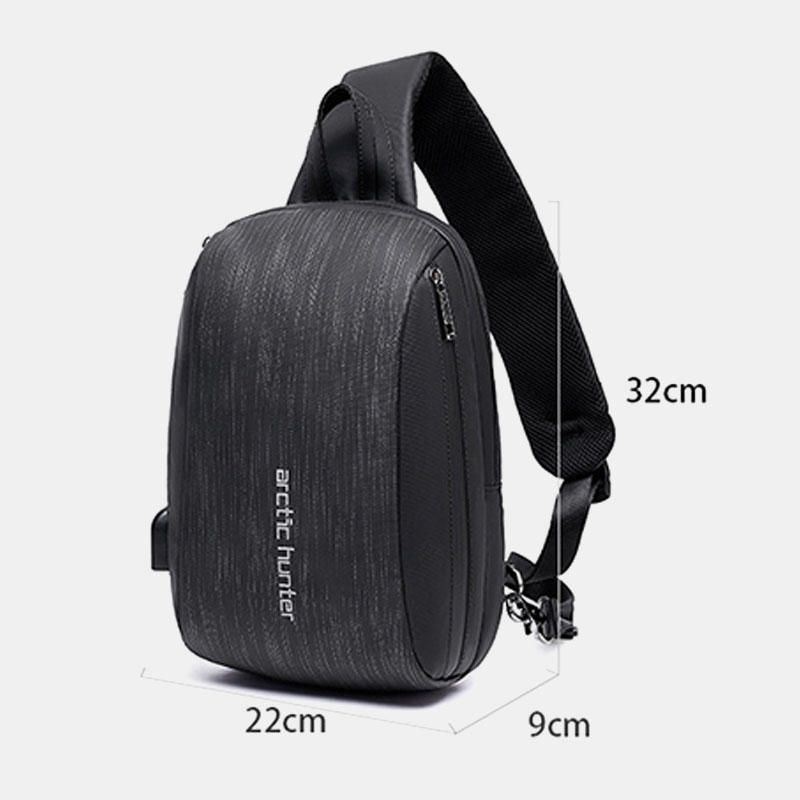 Moda Męska Casual Torba Na Klatkę Piersiową Torba Na Ramię Torba Na Ramię Z Portem Ładowania Usb