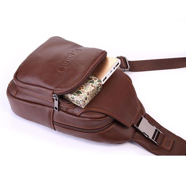 Retro Men Casual Outdoor Sport Skórzana Torba Na Klatkę Piersiową Crossbody Bag
