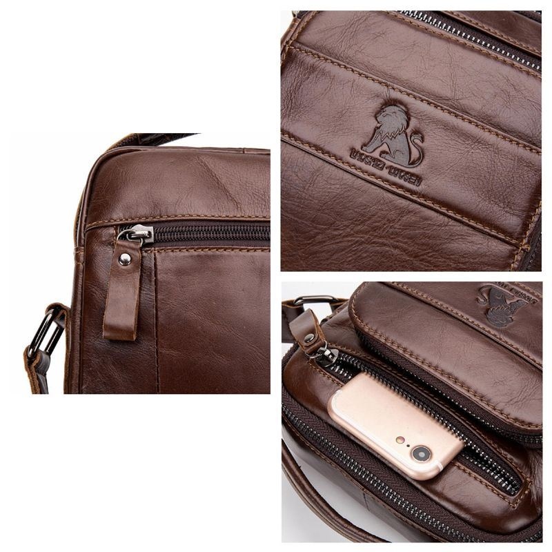 Vintage Skórzana Torba Biznesowa Torba Na Ramię Torba Crossbody Dla Mężczyzn