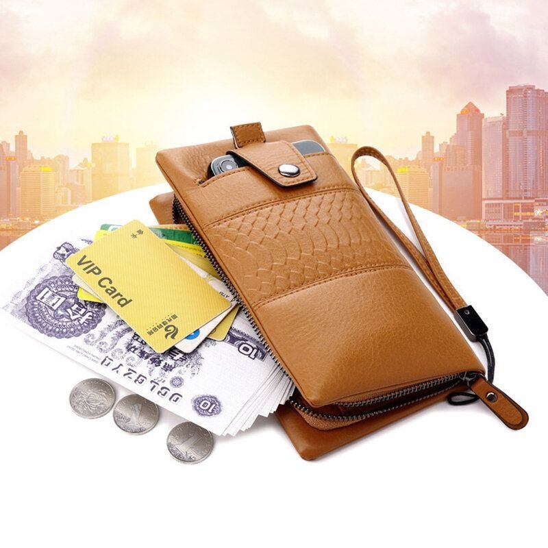 Kobiety Faux Leather Retro Duża Pojemność 6.3 Cala Torba Na Telefon Wielo-slotowy Uchwyt Na Karty Portfel Ze Sprzęgłem