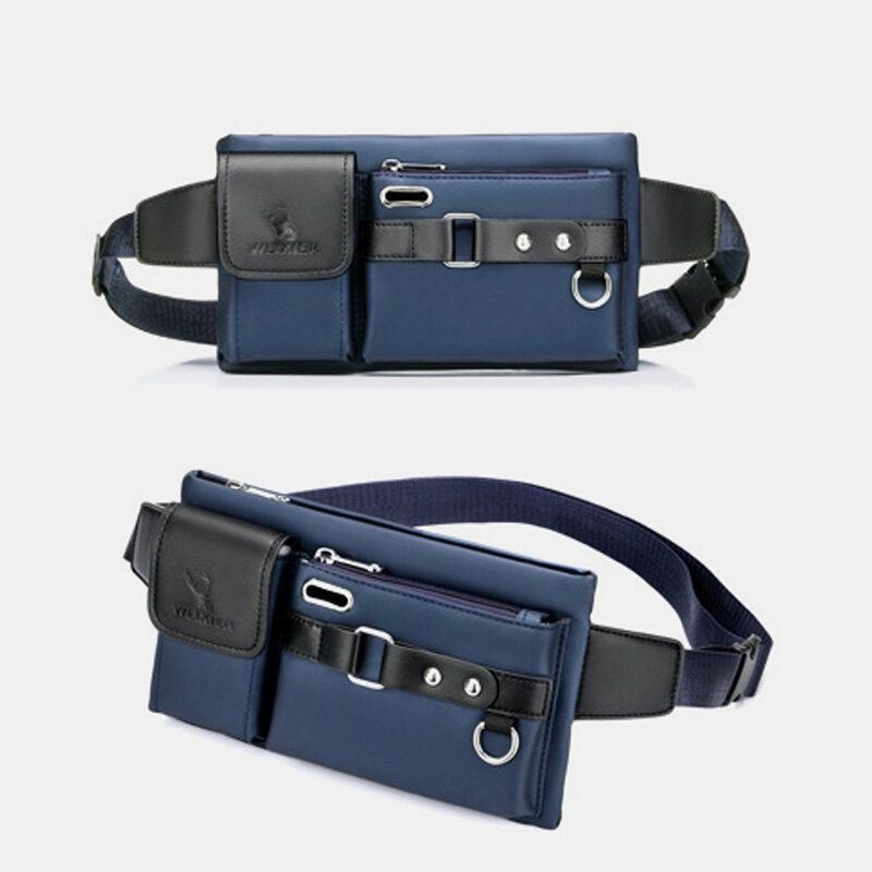 Mężczyźni Oxford Wielofunkcyjny Wodoodporny Otwór Na Słuchawki Projekt Torba Na Klatkę Piersiową Talia Torba Na Co Dzień Moda 6.5 Cala Torba Na Telefon Torby Crossbody